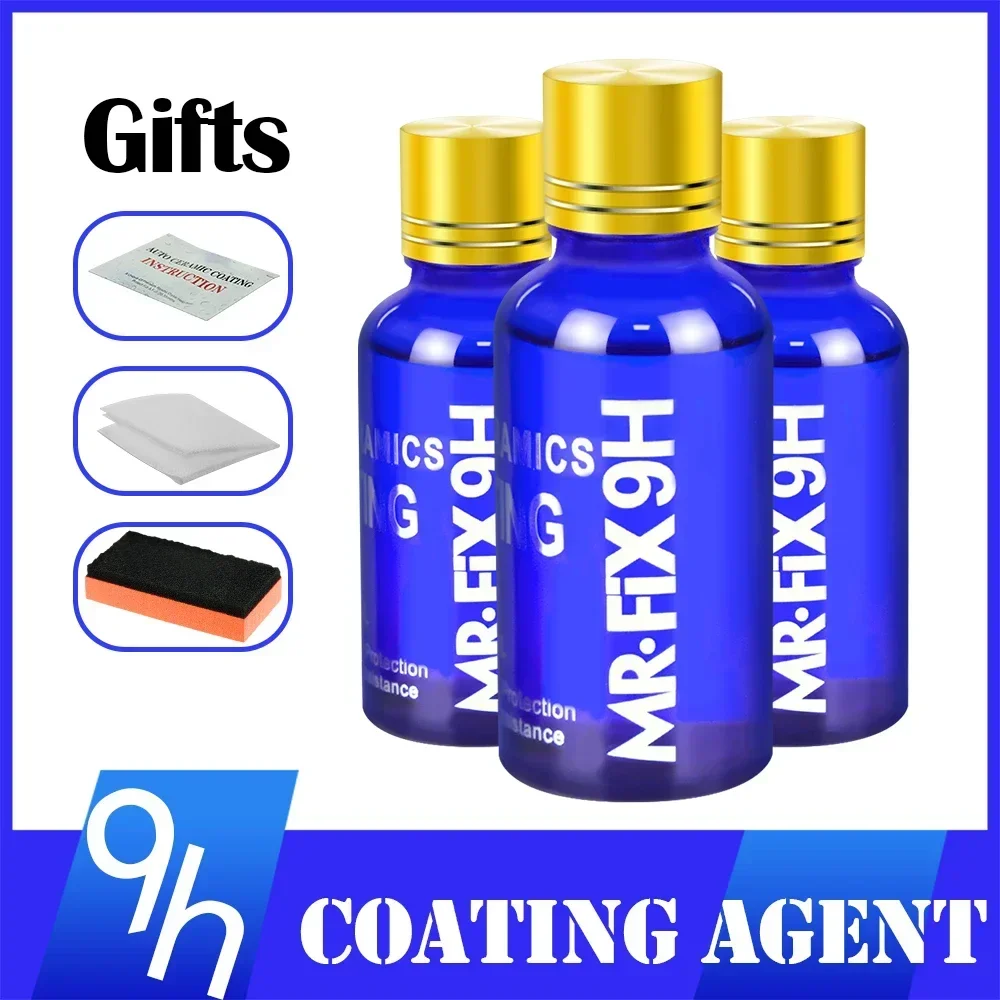Nano Liquid Coating - 3-teiliges 9H Auto-Flüssigkeramikbeschichtungsset, superhydrophobe Glasbeschichtung, Polysiloxan