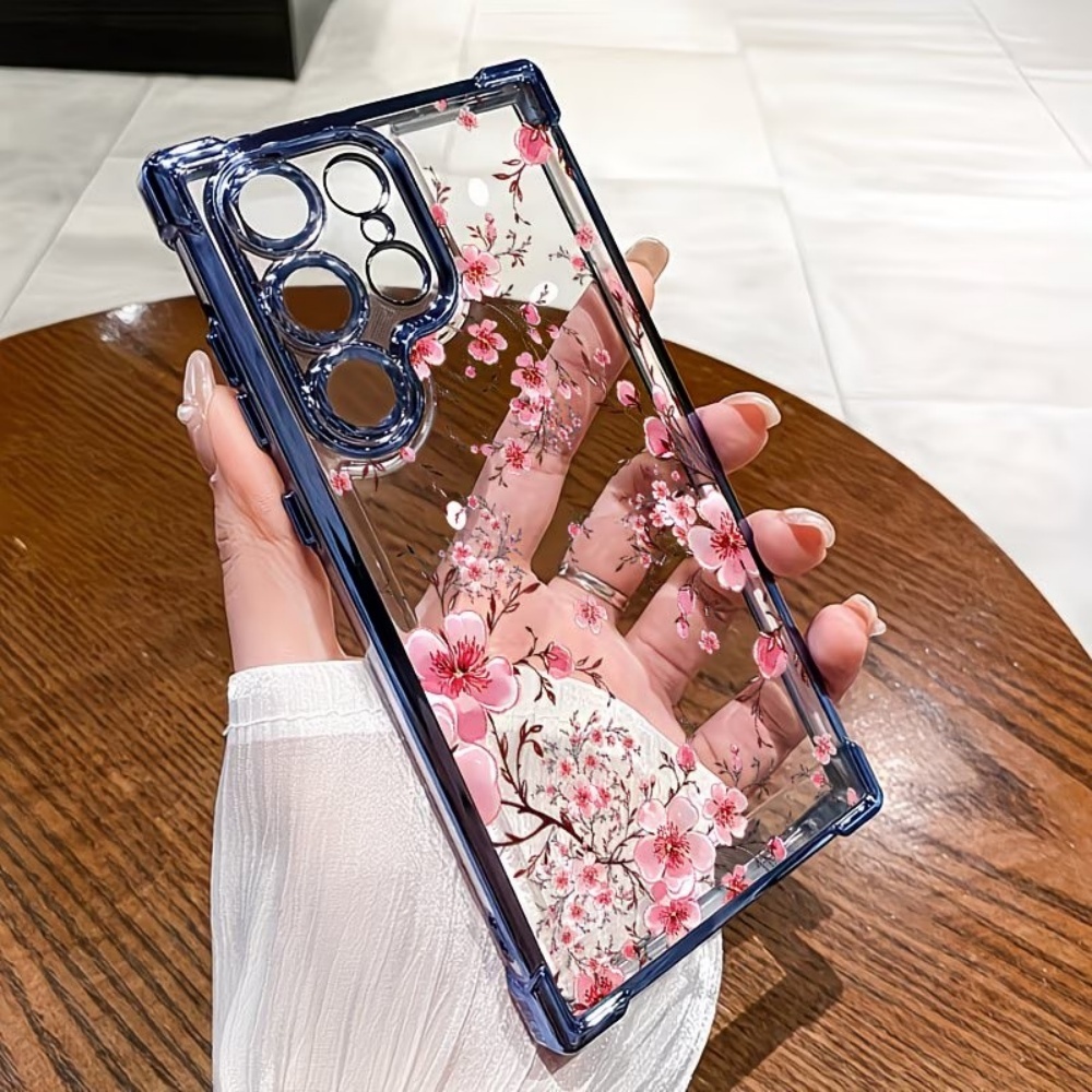 Samsung Galaxy S24 - Kirschblüten Galvanisierte Vier-Ecken-Sturzsichere Handyhülle für Samsung