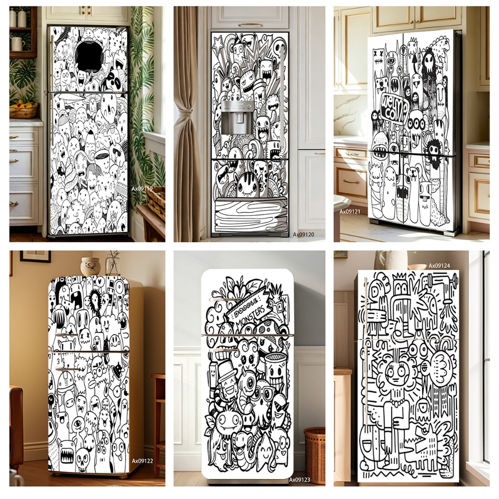 Schwarz-weißer Line-Art-Doodle – Full Cover Adhesive Bewertung und Preis